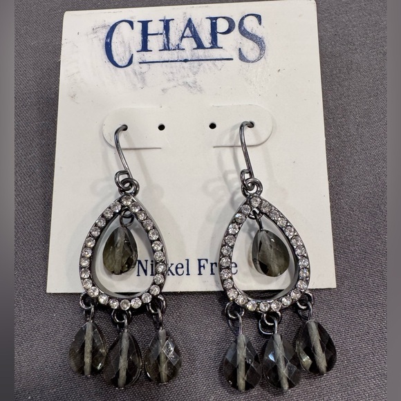 Gray Rhinestone teardrop dangle earrings - Picture 1 of 8